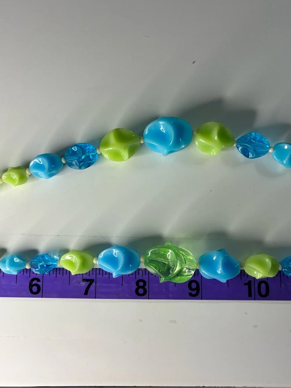 VTG Germany Sea Breeze Blue & Green Lucite Beaded Summer Statement Necklace EUC